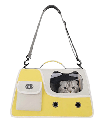 bolso bicolor amarillo gato