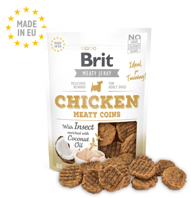 brit jerky snack perro chicken with insect meaty coins
