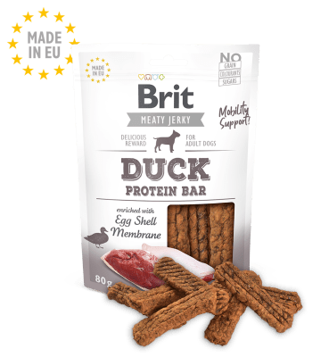 brit jerky snack perro duck protein bar