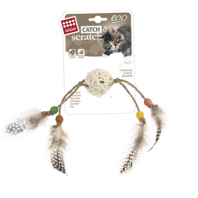 gigwi cat&scratch eco rattle y plumas