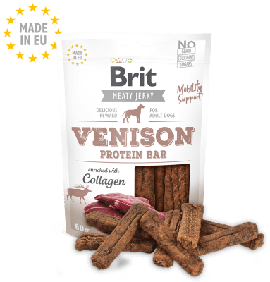 brit jerky snack perro venison protein bar