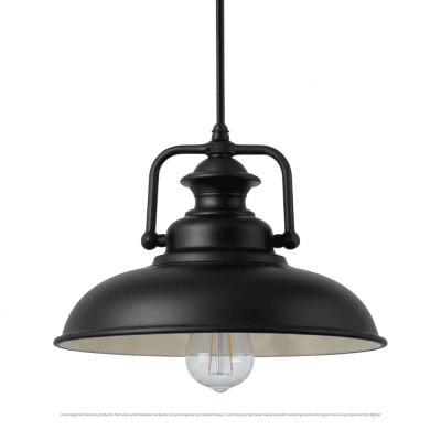 LAMPARA COLGANTE NEGRA HIERRO 1XE27