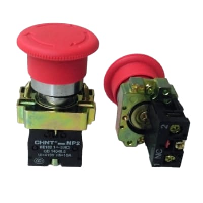 BOTONERA PARADA EMERG. 1NC ROJO 40MM CHINT