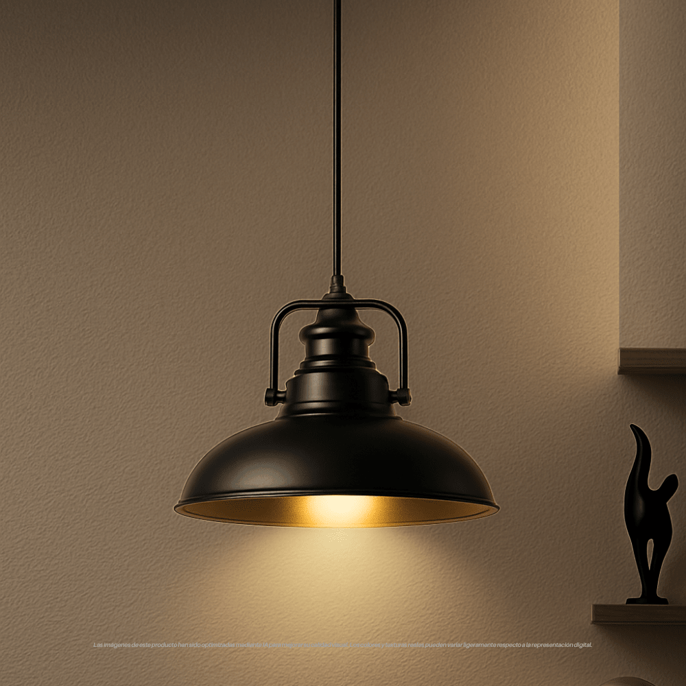LAMPARA COLGANTE NEGRA HIERRO 1XE272