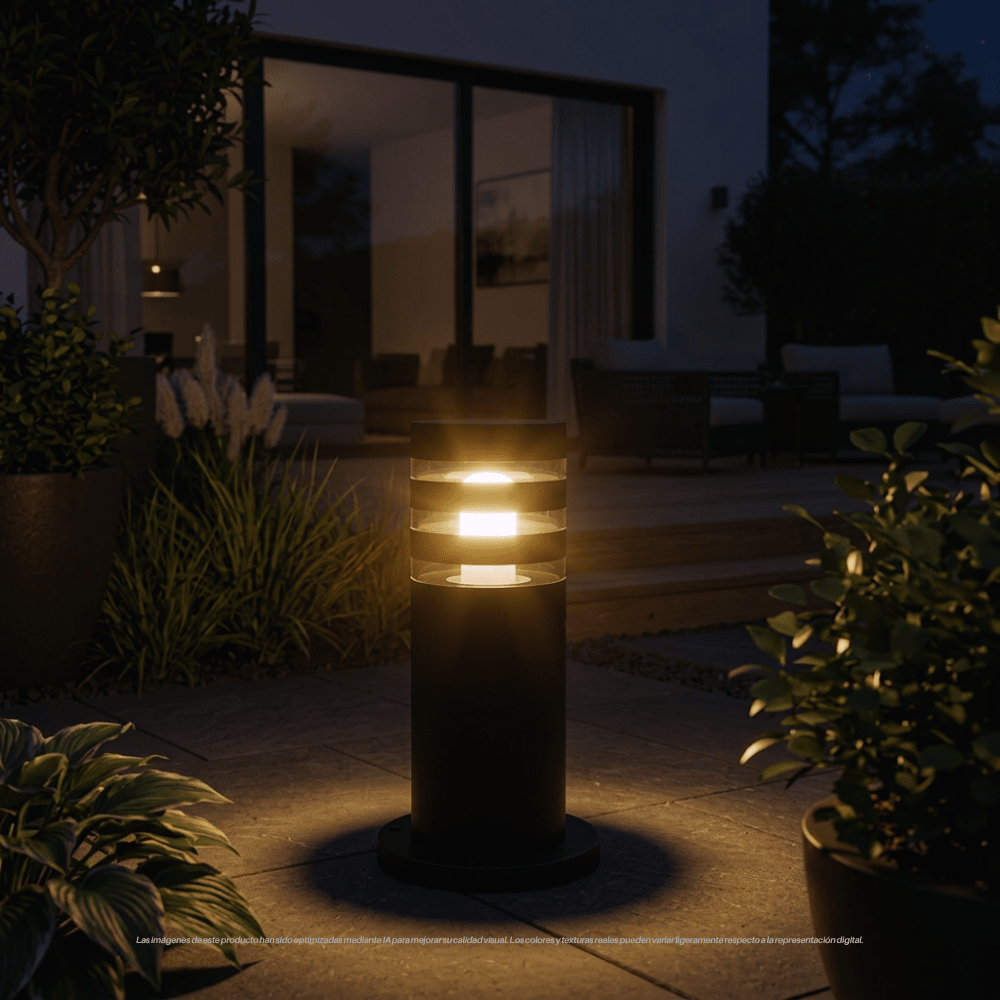 FAROL POSTE VIDRIO NEGRO 1XE27 30CM1