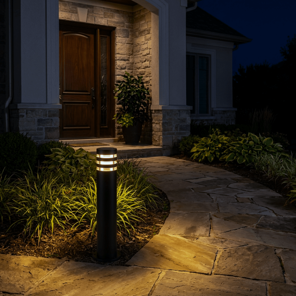 FAROL POSTE VIDRIO NEGRO E27 60CM2