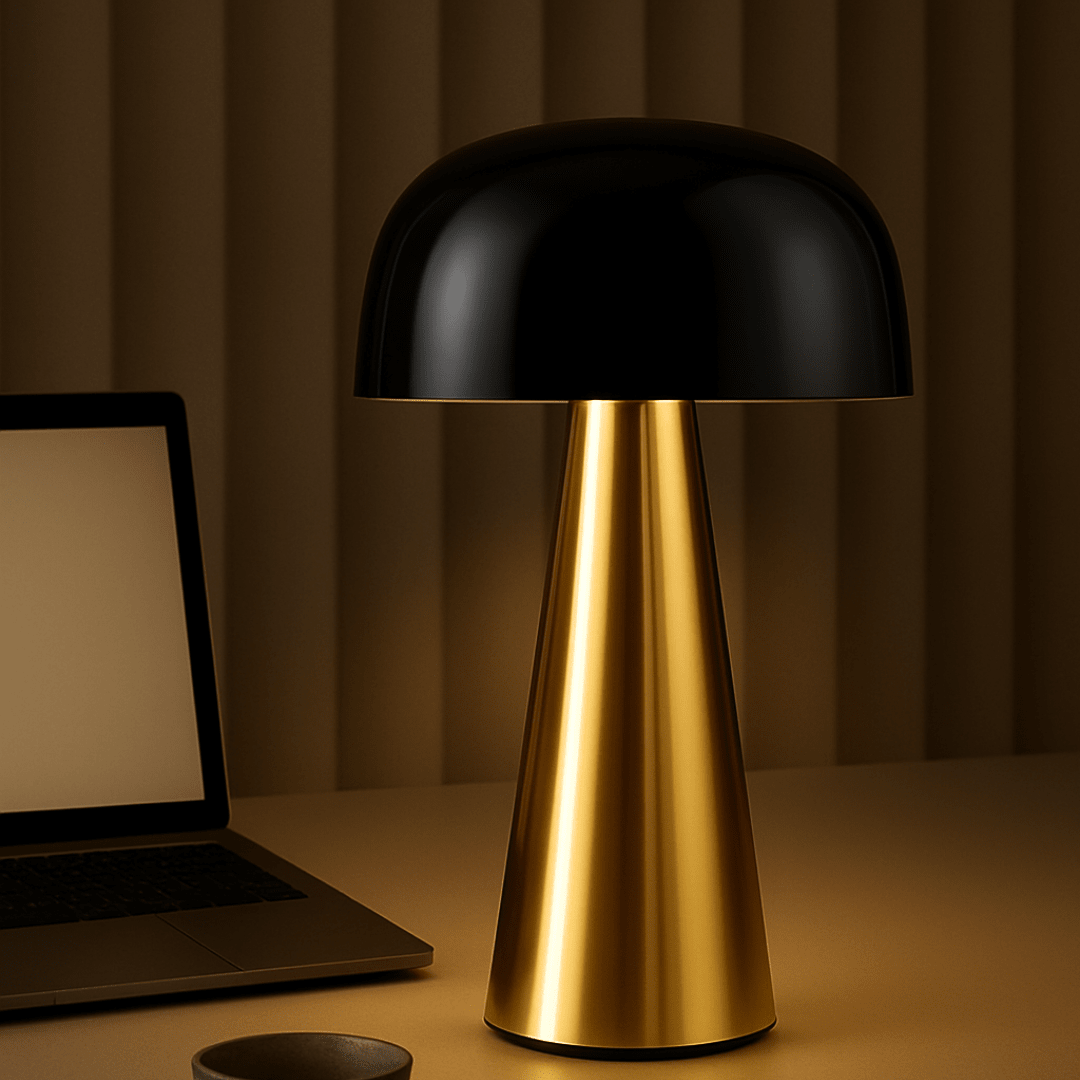 LAMP. MESA BLANCA BRONCE/NEGRO 1L E14 25W S/A2