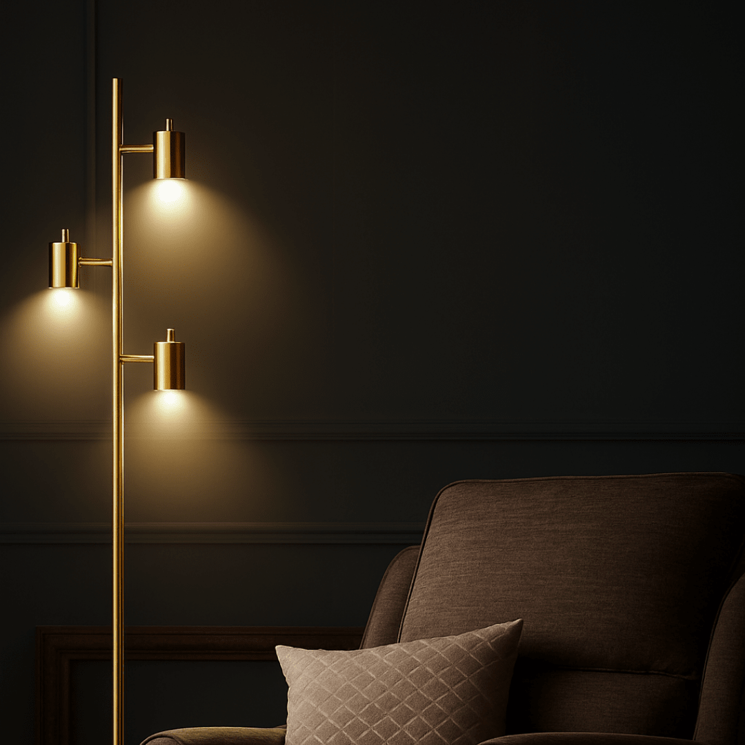 LAMP. PIE SILO BRONCE PULIDO 3XGU10 S/A2