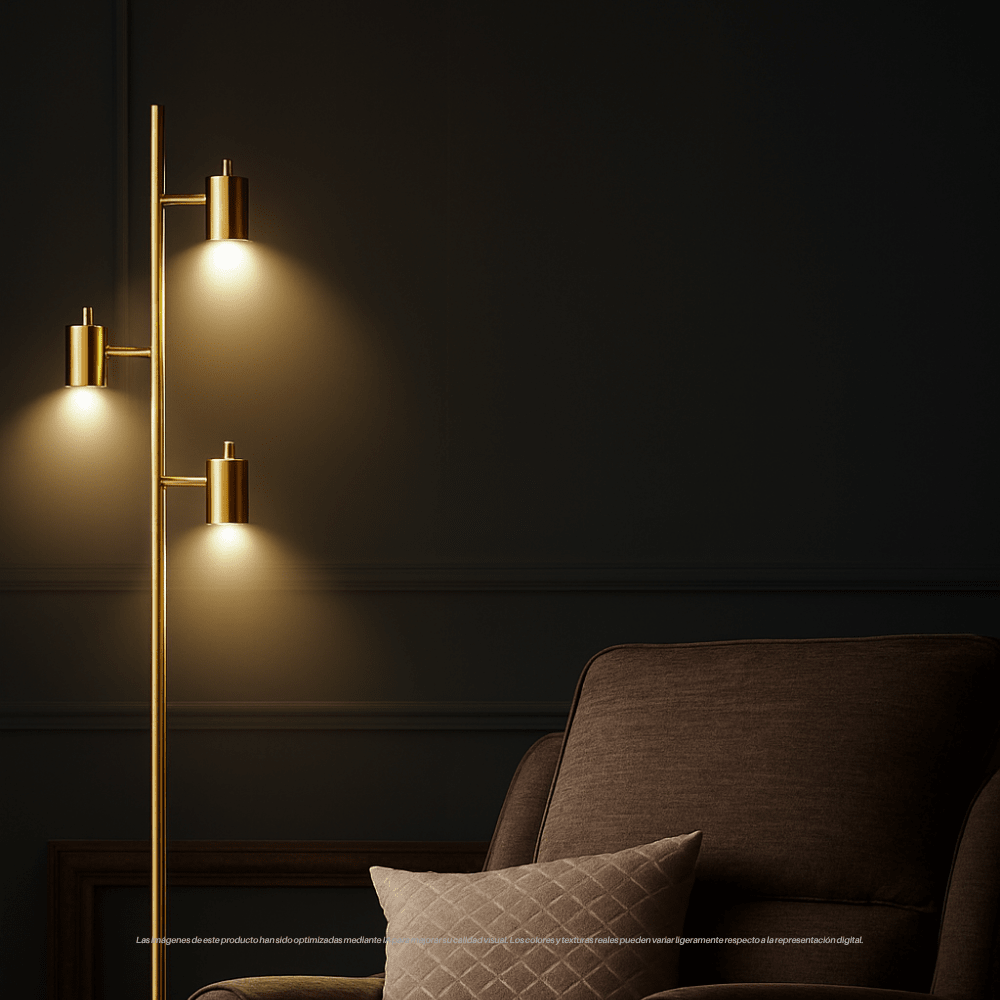 LAMP. PIE SILO BRONCE PULIDO 3XGU10 S/A2