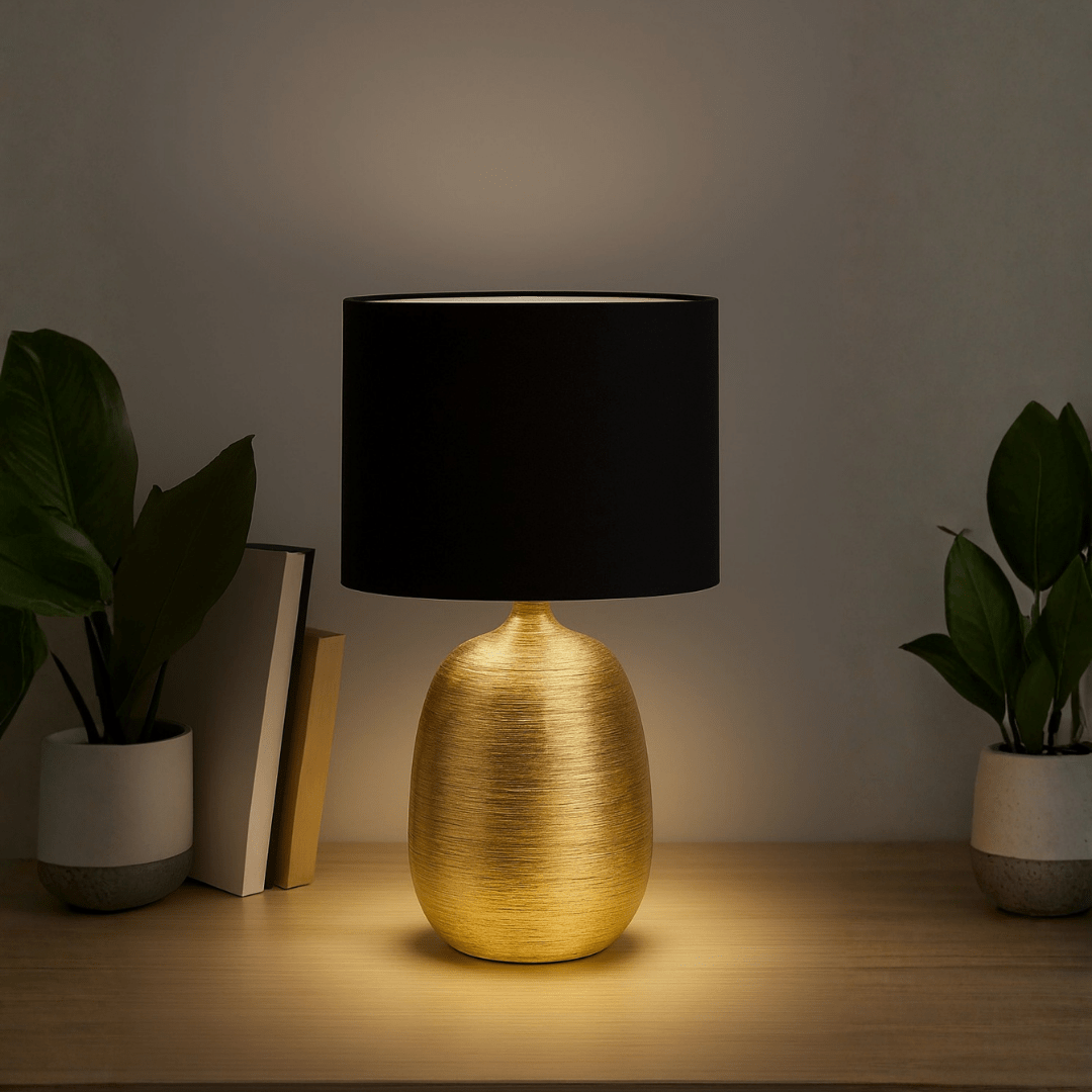 LAMP. MESA OSCAR DORADO/NEGRO 1L E27 60W S/A2