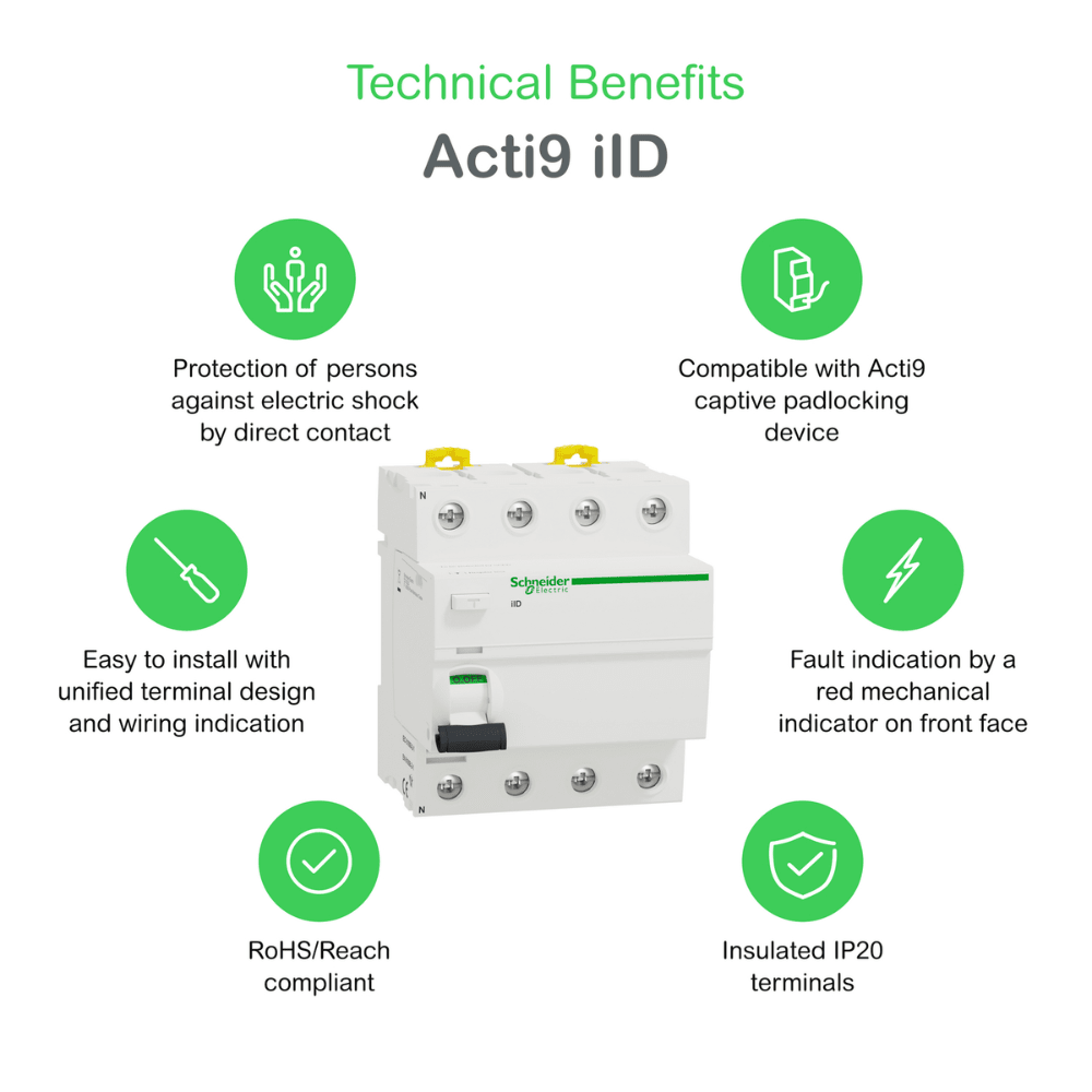 Interruptor Diferencial Schneider Electric Acti9 ilD 2P 40A 300mA AC 230V2