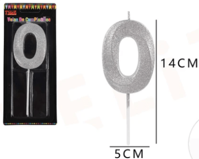VELA N°0 PLATEADO BRILLANTE 1 UND