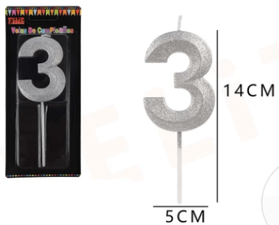 VELA N°3 PLATEADO BRILLANTE 1 UND