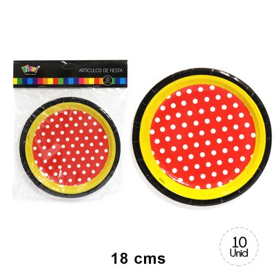 PLATO 10 UNI POLKA ROJO 