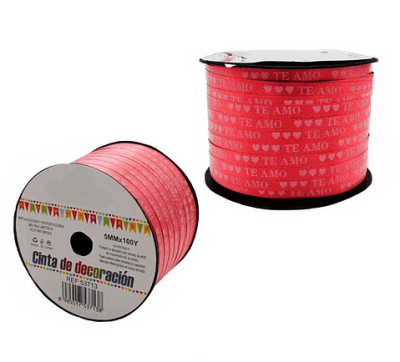 ROLLO CINTA TE AMO ROJO 5MM*100Y