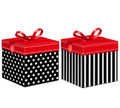 CAJA DE REGALO PLEGABLE, PUNTOS O RAYAS 22CM