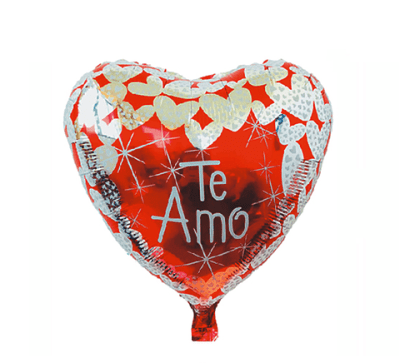 GLOBO METALICO CORAZON ROJO BLANCO  1 UND