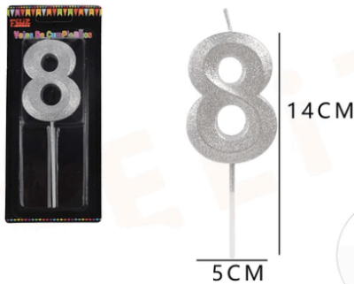 VELA N°8 PLATEADO BRILLANTE 1 UND