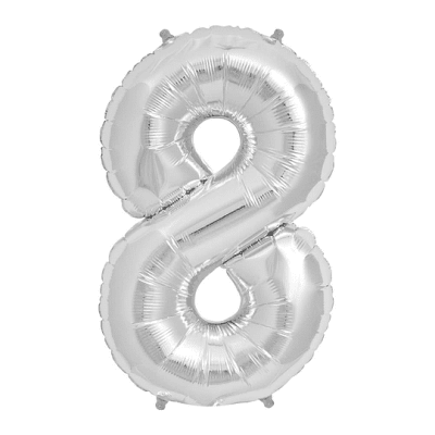 GLOBO METALIZADO PLATEADO #8 81CM