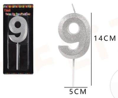 VELA N°9 PLATEADO BRILLANTE 1 UND