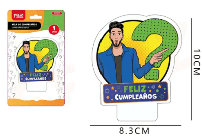 VELA FELIZ CUMPLEAÑOS ? VERDE/AZÚL/AMARILLO
