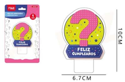 VELA FELIZ CUMPLEAÑOS ? VERDE/AZUL/ROSADO