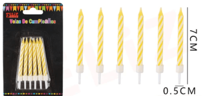 VELA AMARILLO Y BLANCO 12 PCS
