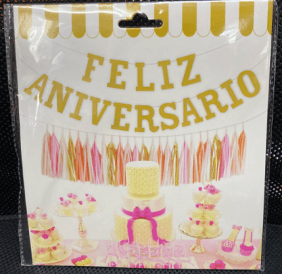 GUIRNALDA FELIZ ANIVERSARIO DORADO GLITTER 1 UND