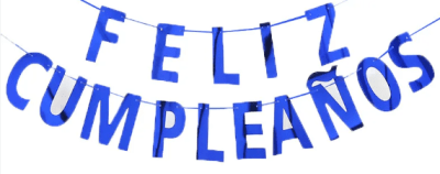 GUIRNALDA FELIZ CUMPLEAÑOS AZÚL METÁLICO