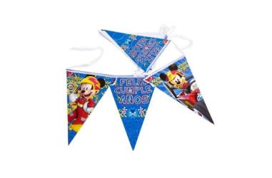 BANDERIN FELIZ CUMPLEAÑOS MICKEY SOBRE RUEDAS