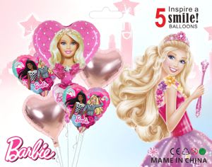 GLOBO FOIL BARBIE CORAZÓN 5 PCS