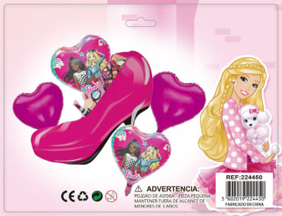 SET GLOBOS FOIL BARBIE 5 UND TACÓN