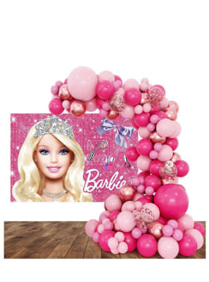 SET DECORACION CUMPLEAÑOS BARBIE 126 PCS