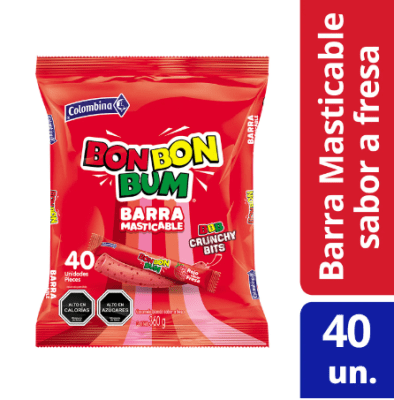BONBON BUM BARRA MASTICABLE SABOR FRESA X 40 UND