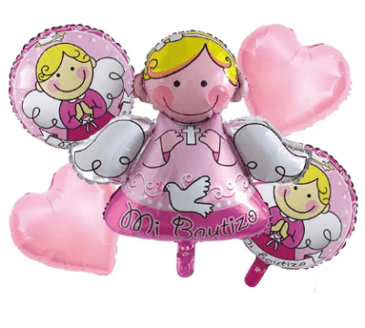 SET GLOBO MI BAUTIZO ROSADO 5 PCS