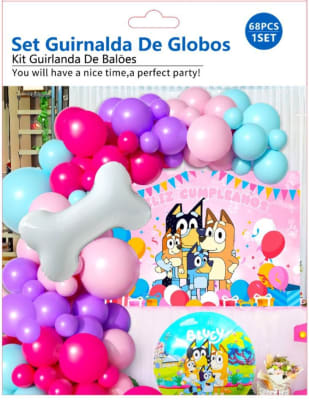 SET DECORACIÓN CUMPLEAÑOS BLUEY 68 PCS