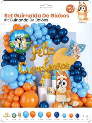 SET DECORACION CUMPLEAÑOS BLUEY 67 PCS