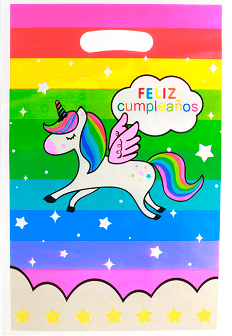 BOLSA PARA DULCES UNICORNIO ARCOIRIS 10 UND