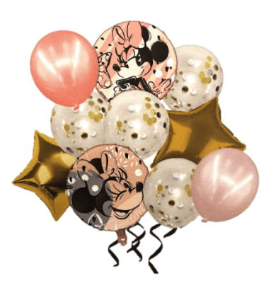 BOUQUET GLOBOS LISOS - CONFETI - FOIL MINNIE JUVENIL 10 UND