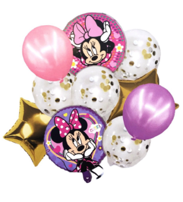 BOUQUET GLOBOS LISOS - CONFETI - FOIL MINNIE 10 UND