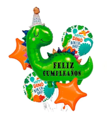 BOUQUET 5 UND GLOBOS DINOSAURIO