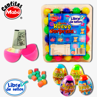 CANDY HUEVO SORPRESA SET 20 UND SIN AZÚCAR