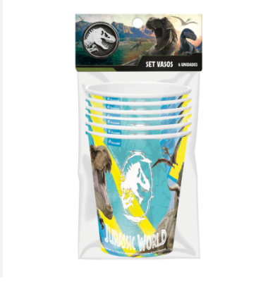 SET VASOS JURASSIC WORLD 6 UND
