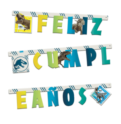 GUIRNALDA FELIZ CUMPLEAÑOS JURASSIC WORLD 1,8 MTS