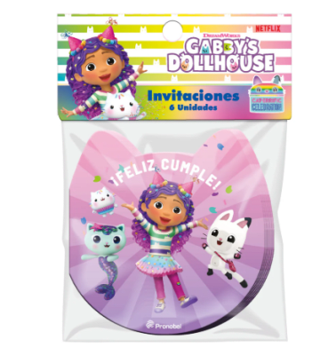 SET INVITACIONES GABBY Y LA CASA DE MUÑECAS 6 UND