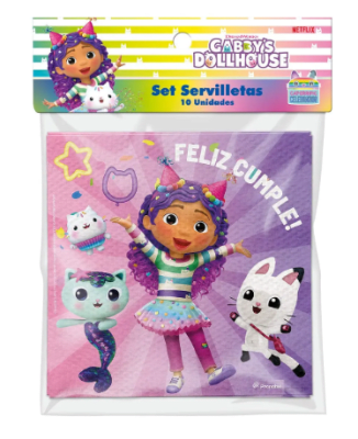 SET SERVILLETAS GABBY Y LA CASA DE MUÑECAS 10 UND