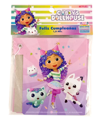 GUIRNALDA FELIZ CUMPLEAÑOS GABBY Y LA CASA DE MUÑECAS 1,8 MTS
