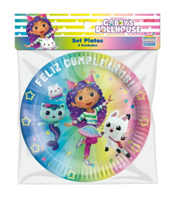 SET PLATOS GABBY Y LA CASA DE MUÑECAS 6 UND