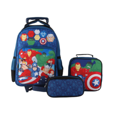 SET 3 PIEZAS MOCHILA CON RUEDAS-ESTUCHE-LONCHERA AVENGERS