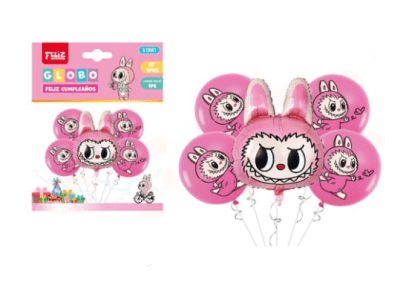 SET GLOBO LABUBU ROSA 5 UND